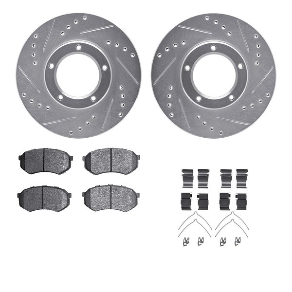 Dynamic Friction Co 7512-76072, Rotors-Drilled and Slotted-Silver w/ 5000 Advanced Brake Pads incl. Hardware, Zinc Coat 7512-76072
